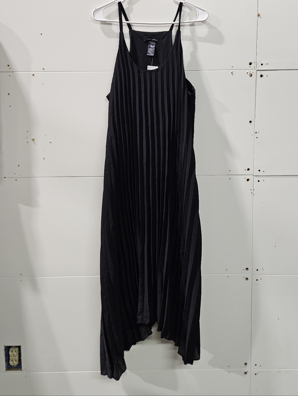 Ashley Stewart Black Asymmetrical Pleated Dress Size 18/20 Nwt Summer Business